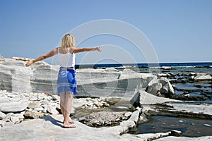 Blondie on marble beach