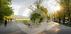 Blonia meadow in Krakow, Poland