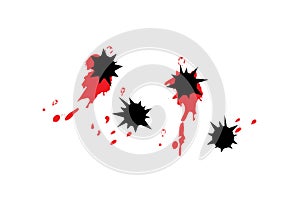 Blood bullet hole illustration.