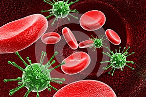 Blood cell with virus