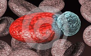 Blood cell with virus