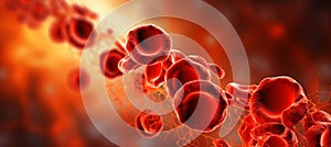 Blood cells close up leukocytes erythrocytes in bloodstream on abstract background