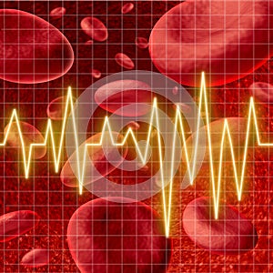 Blood cells with an ekg heart monitor symbol