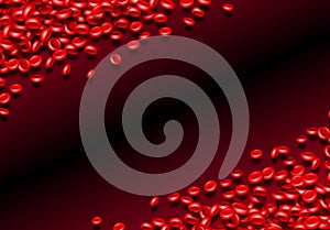 Blood cells or erythrocites flowing in abstract scientific background with medical or health theme