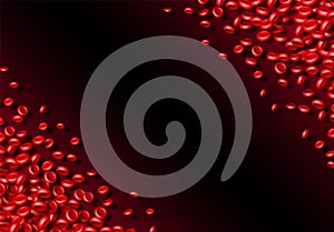 Blood cells or erythrocites flowing in abstract scientific background with medical or health theme