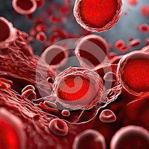 Blood cells in the vein. Generative AI