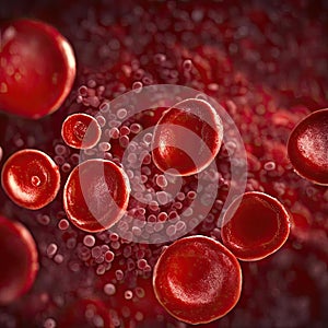 Blood cells in the vein. Generative AI