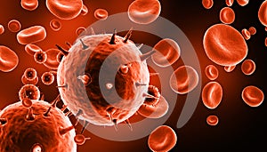 Blood cells with virus