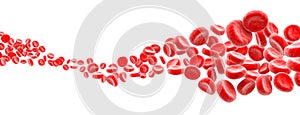 Blood cells wave on white background photo