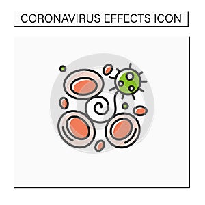 Blood clotting color icon