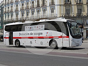 Blood donation bus to collect blood from donors