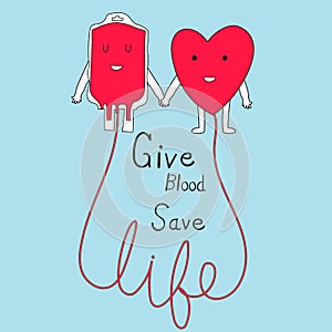 Blood Donation Concept give blood safe life vector.illustration