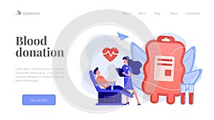 Blood donation concept landing page.