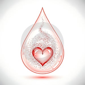 Blood Donation Concept With a Red Heart Inside of Blood Drop