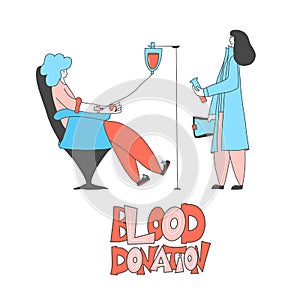 Blood donation concept. Vector flat set isolated