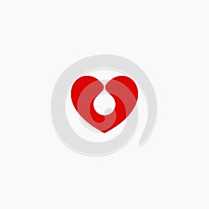 Blood donation flat style vector logo concept. Blood transfusion isolated red silhouette icon on white background. Heart