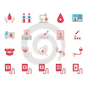 Blood donation icon set