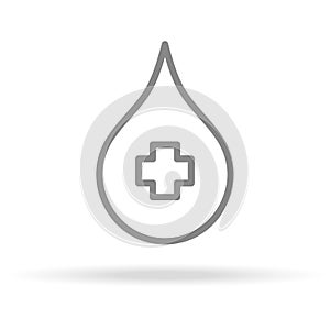Blood Donation Icon In Trendy Thin Line Style Isolated On White Background. Medical Symbol For Your Design, Apps, Logo