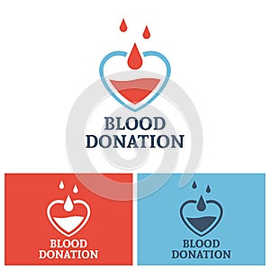 Blood donation vector logo concept with heart