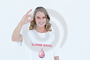 Blood donor showing okay sign