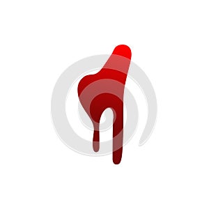 Blood drip cartoon. Halloween bloodstain isolated white background. Splatter stain. Horror drop flow. Red scare ink