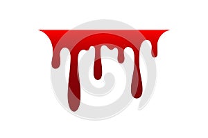 Blood drip. Drop blood isloated white background. Happy Halloween decoration design. Red splatter stain, splash spot