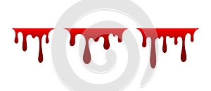 Blood drip set. Drop blood isloated white background. Happy Halloween decoration design. Red splatter stain splash spot