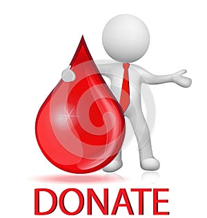 Blood drop donation and 3d people man