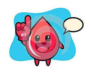 Blood drop illustration cartoon with number 1 fans glove