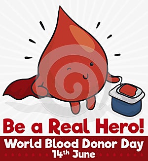 Blood Drop like a Hero for World Donor Day, Vector Illustration