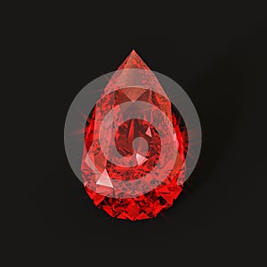 Blood drop shaped ruby