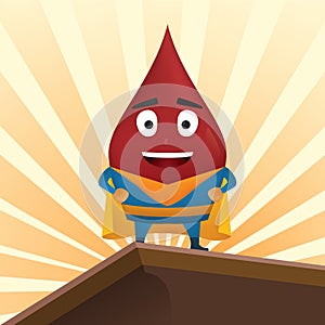 Blood drop super hero. Vector illustration decorative background design