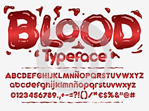 Blood font. Halloween bloody vector alphabet