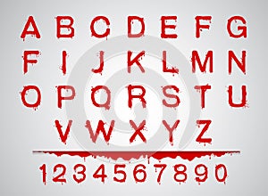 Blood fonts set alphabet blood set