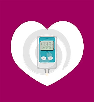 Blood Glucose Test. Home glucometer flat vector