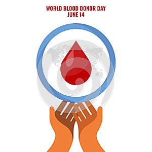 Blood and Hand Vector Icon. World Blood Donor Day Design Concept, suitable for social media post template, poster, greeting card,