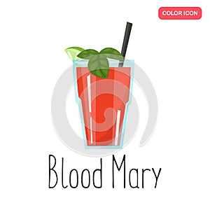 Blood Mary alcohol cocktail colo flat icon photo