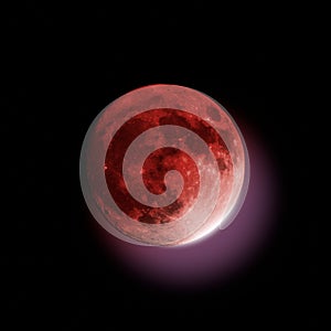 Blood Moon during a partial lunar Eclipse photo
