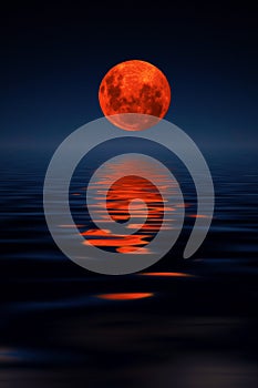 Blood Moon Reflected in Water