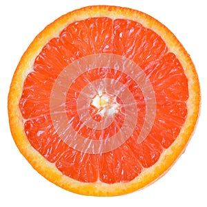 Blood orange cut close-up isolated