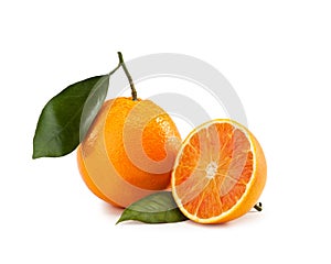 Blood orange - `tarocco` with leaves photo