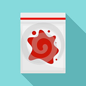Blood package forensic lab icon, flat style