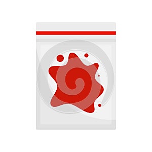 Blood package forensic lab icon, flat style