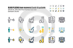 Blood Plasma is being Sought from Recovered Covid-19 Patients. Research to the Coronavirus Disease 2019 Infection Treatments. Line photo