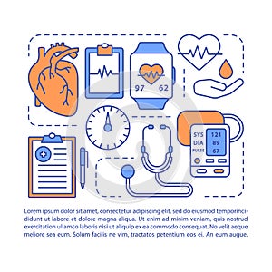 Blood pressure article page vector template. Systolic, diastolic pressure rate. Brochure, magazine, booklet design