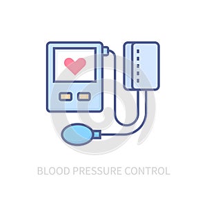 Blood pressure control - modern colored line design style icon