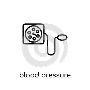 Blood Pressure Gauge icon. Trendy modern flat linear vector Blood Pressure Gauge icon on white background from thin line Health