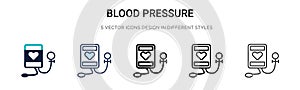 Blood pressure icon in filled, thin line, outline and stroke style. Vector illustration of two colored and black blood pressure