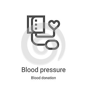 blood pressure icon vector from blood donation collection. Thin line blood pressure outline icon vector illustration. Linear