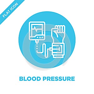 blood pressure icon vector from healthy life collection. Thin line blood pressure outline icon vector  illustration. Linear symbol